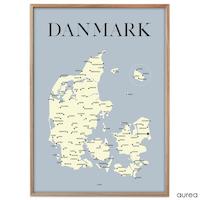 Danmarkskort plakat sovevaerelse